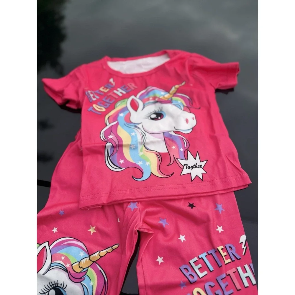 Girls Unicorn Outfit Set with Fleece Clogs Pink Size 100 / EU 30